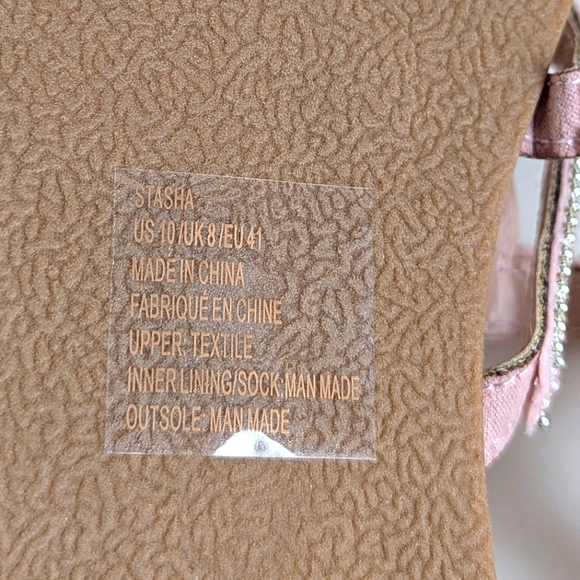 Flawed JustFab Stasha Bohemian Flat Thong Sandals Ankle Strap Pink Silver- sz 10 - Picture 10 of 13